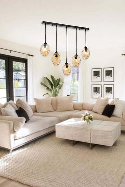 Tavcam Yakut 5-Piece Pendant Lamp Chandelier Row - Black
