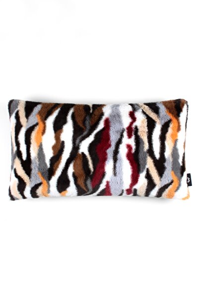 Bc Home Cozy Peluş Dikdörtgen Kırlent Kılıfı Renkli Çizgi Efektli