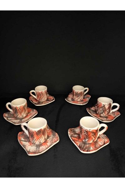 Ege Red Mira Ceramic Coffee Cup Set