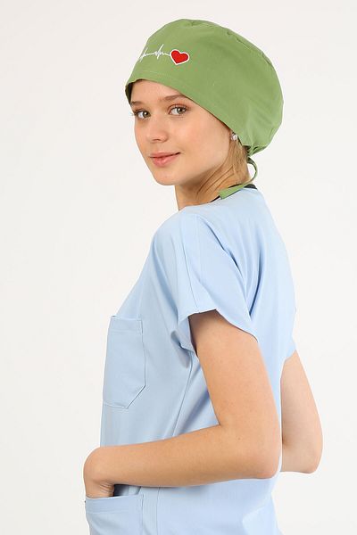 Owlet Medikal Rhythm Embroidered Moss Green Surgical Bonnet