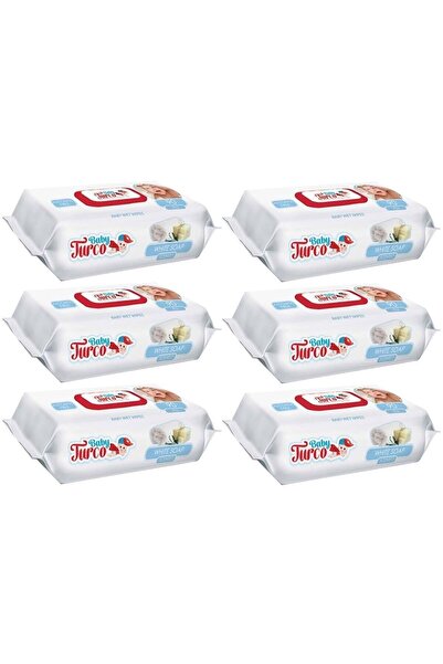 Baby Turco Islak Havlu Mendil 90 Yaprak 6 Lı Set Beyaz Sabun Kokulu Plastik K...