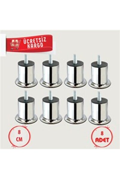 Marka Baza Koltuk Kanepe Ayağı Civatalı 8 Cm (8 Adet) 3/8 Kalın Diş