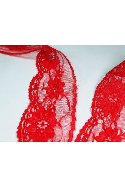 tuhafiyecimiz Red Nylon Lace 5cm Width 5 Meter Ball - (730)