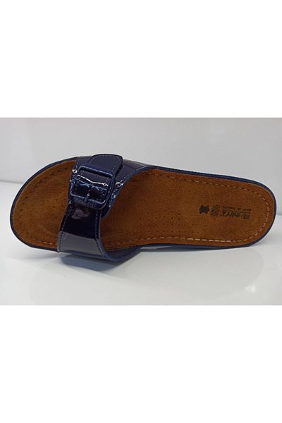 Muya Women's Black Anatomical Leather Slippers