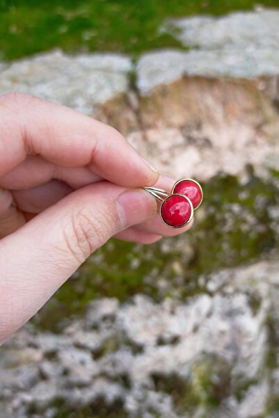 Midyat Nurtaş Gümüş Kadın Mercan Taşlı Otantik Gümüş Küpe