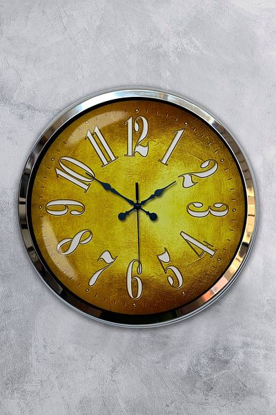 Kasva Concept Gift 40 cm Chrome Metal Golden Wall Clock