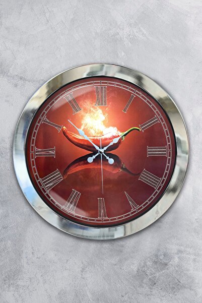 Platin Saat هدية ساعة حائط مطبخ معدنية من الكروم مقاس 36 سم