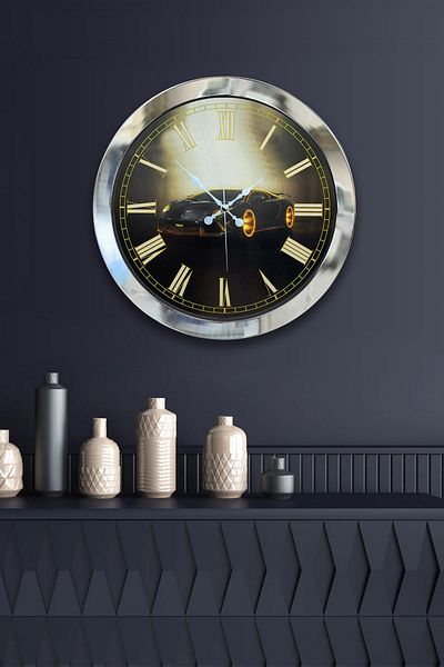 Kasva Concept Gift 36 Cm Black Metal Car Wall Clock
