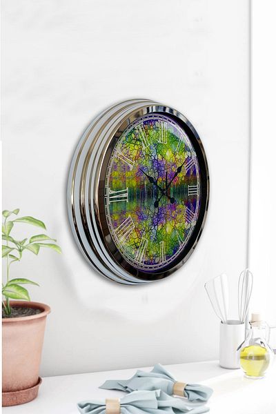 Kasva Concept Gift 40 cm Chrome Metal Jewel Wall Clock