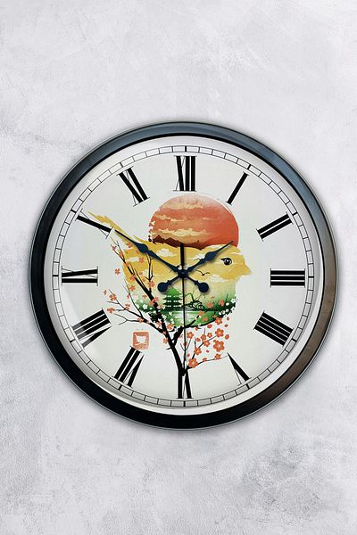 Kasva Concept Gift 40 cm Black Metal Natural Wall Clock