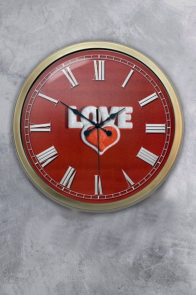 Kasva Concept Δώρο 40 εκ. Αντίκα Μεταλλικό Ρολόι Τοίχου Love