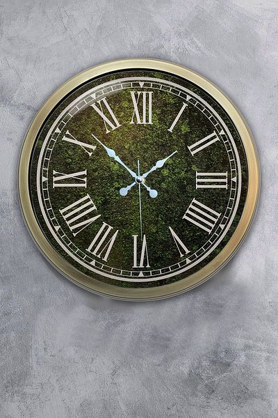 Kasva Concept Ceas de perete verde iarbă din metal antic de 40 cm