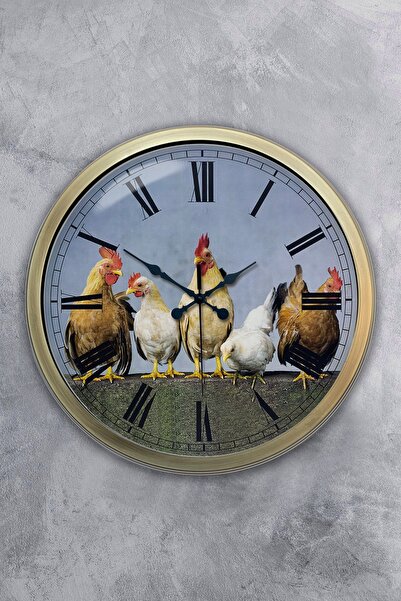 Dream Gift ساعة حائط ديك حائط معدنية مقلوبة 40 سم هدية