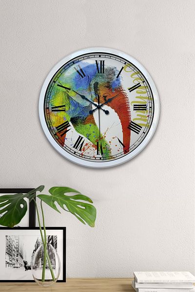Kasva Concept Gift 40 cm White Metal Colorful Wall Clock