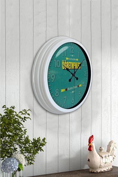 Kasva Concept Gift 40 cm White Metal Teacher's Day Wall Clock
