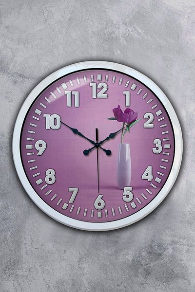 Kasva Concept Gift 40 cm White Metal Flower Wall Clock