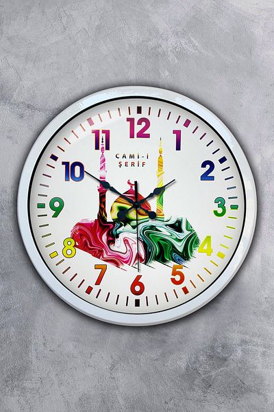 Kasva Concept Gift 40 cm White Metal Cami Şerif Wall Clock
