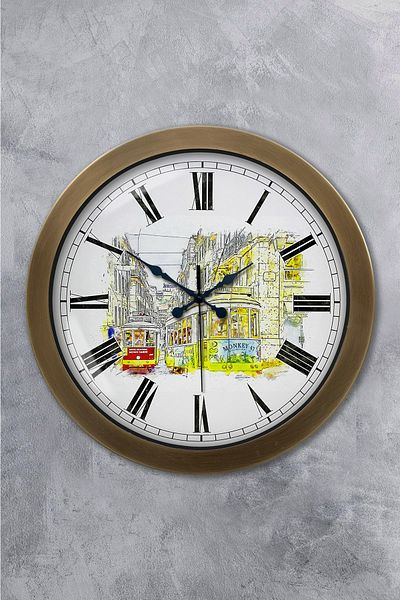 Kasva Concept Gift 36 cm Antique Metal Nostalgia Wall Clock
