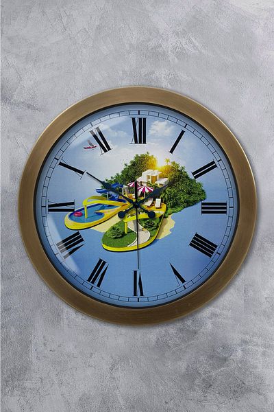 Kasva Concept Antique Metal Holiday Tourism Wall Clock 36 cm