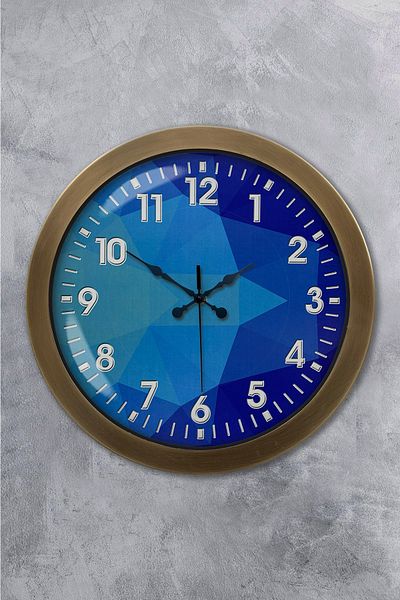 Kasva Concept 36 cm Antique Metal Blue Upholstery Wall Clock