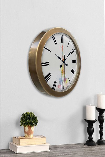 Kasva Concept 36 cm Antique Metal Eiffel Tower Wall Clock