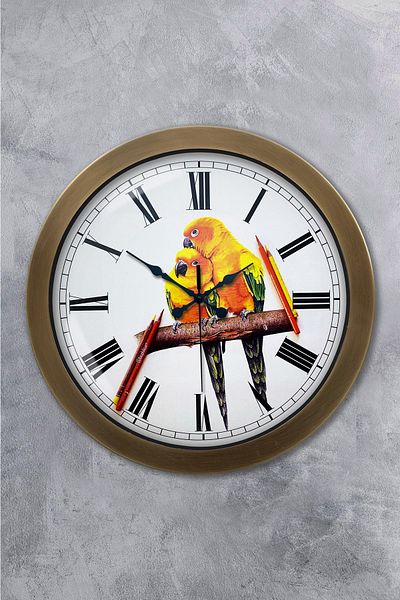 Kasva Concept Gift 36 cm Antique Metal Bird Wall Clock