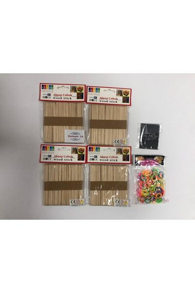 Südor Ahşap Dondurma Çubuk 50 Li 4 Paket Sihirli Kazıma Karton Renkli Lastik