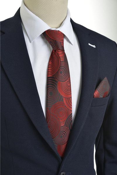 Brianze Red Geometric Pattern Handkerchief Tie