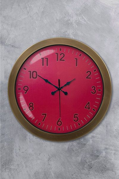 Kasva Concept Gift 36 Cm Tumbled Metal Pink Wall Clock
