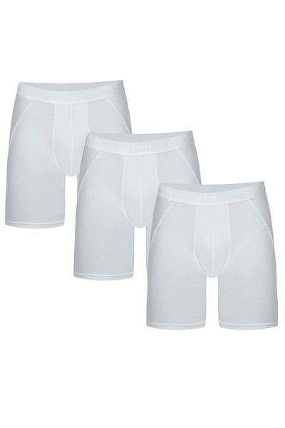 Şahin Men's White Long Modal Boxers - Economical Pack of 3
