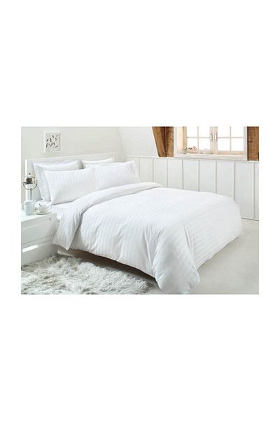 Özdilek Σετ Παπλωματοθήκης Double Line Cotton Satin Λευκό