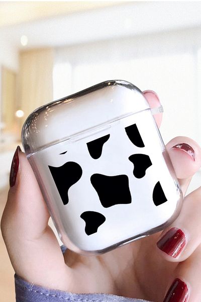 mooodcase Cow Design Transparent Wireless Headphone Case Silicone