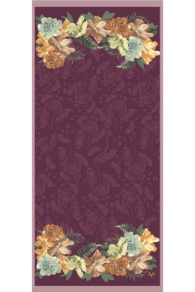 19V69 ITALIA Dried Rose Green Shawl Floral Pattern Pavia Series with Scarf Hanger and Gift Set 90x200 Cm