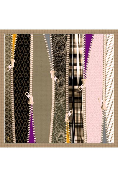 19V69 ITALIA Gold Powder Twill Scarf Abstract Patterned Gold Series With Scarf Strap 90x90 cm