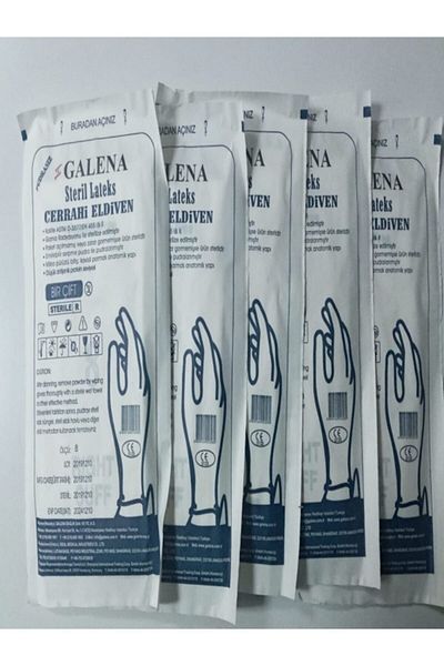 Galena Latex Surgical Powder-Free Sterile Gloves Size 8 Pack of 5