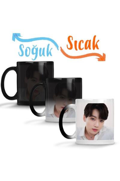 Baskı Dükkanı Bts Jungkook Sihirli Kupa Bardak Porselen