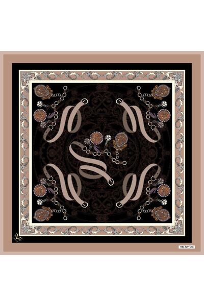 19V69 ITALIA Pink Belt Chain Pattern Black Series Twill Scarf With Scarf Hanger 90x90 Cm