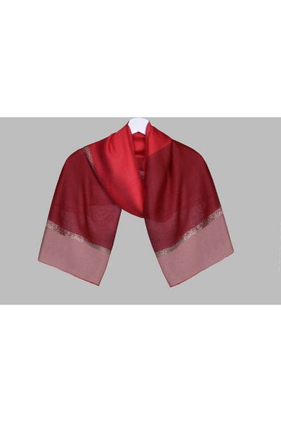 ARMANDA Double Colored Shawl - Red-burgundy