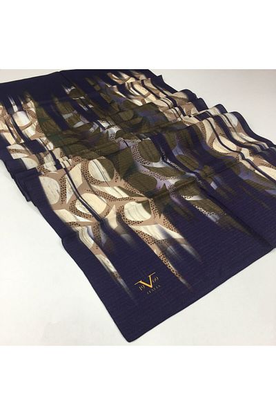19V69 ITALIA Model Geometric Seria Elegante Şal cu Agatator pentru Esarfe şi Set Cadou 75x200 Cm