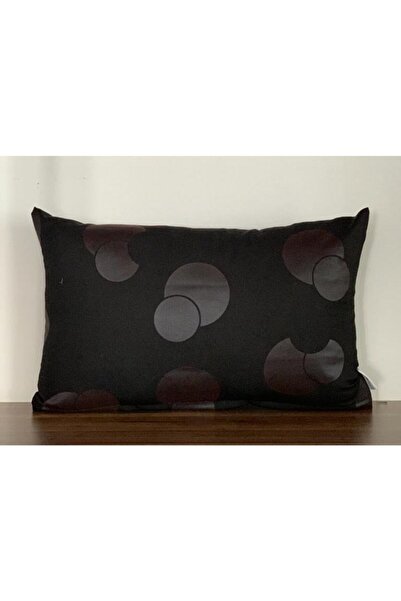 KIRLENTİM 5030-siyah Zemin Siyah Deri Detaylı Çift Tarafı Da Desenli Kırlent ...