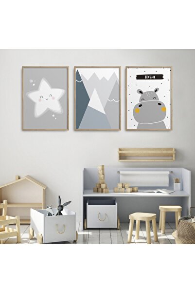 HOMEPACK Prirodni drveni okvir za dečiju sobu, set od 3 slika za decu-a11