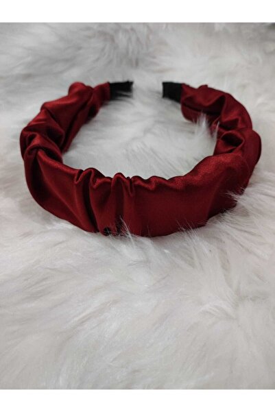 elvin aksesuar Bordo Renk Saten Büzgülü Taç
