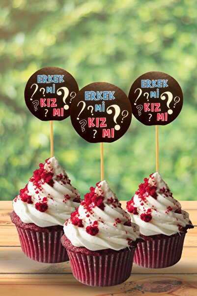 Huzur Party Store Cinsiyet Belirleme Partisi Kürdanı 10 Adet 9 Cm Kız Mı Erke...