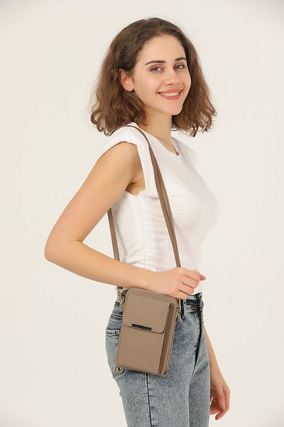 Universal Unique Bag Mink Women's Cross Strap Phone 3 Compartment Wallet Bag