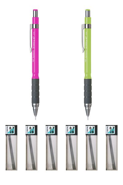 GLANCE Tombow Sh-300 Grip Mechanical Pencil 0.7mm Pink Lemon Green Tombow Mono Lead 07 Nib Gift 6 Pieces