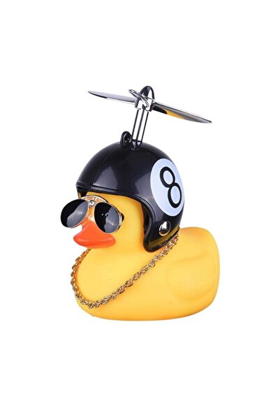 ANEKOS Yellow Duck Vehicle Glove Box Ornament with 8 Helmets