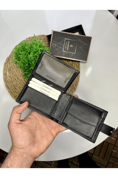 DERKON Portofel din piele cu capac exterior si portmoneu