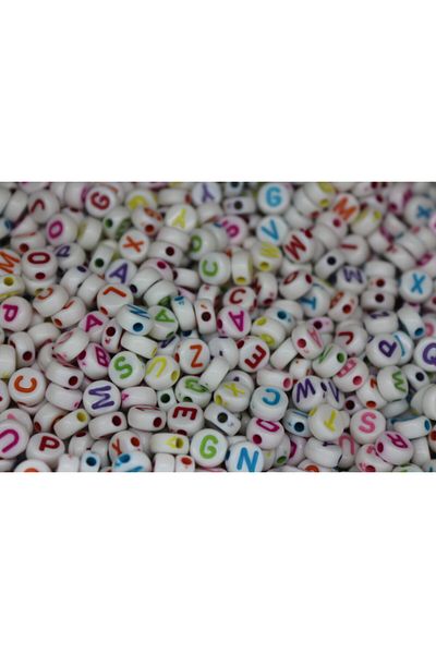 Hobimos 50gr Letter Beads, 4x7mm Flat White Colorful Letter Beads (50 GR, ~375 PCS)