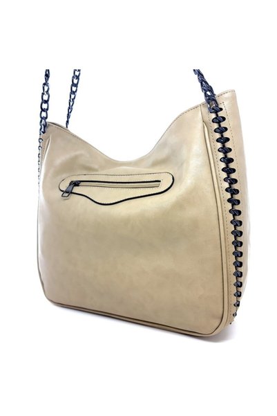 Ladystyle Chiara Large Mink Women's Shoulder Bag Pu Leather Sports and Daily Multi-Eye Zipper Chain Detailed