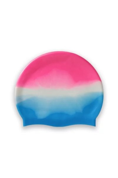 eleven market Silicone Bonnet Rainbow Pink Blue Swim Bonnet